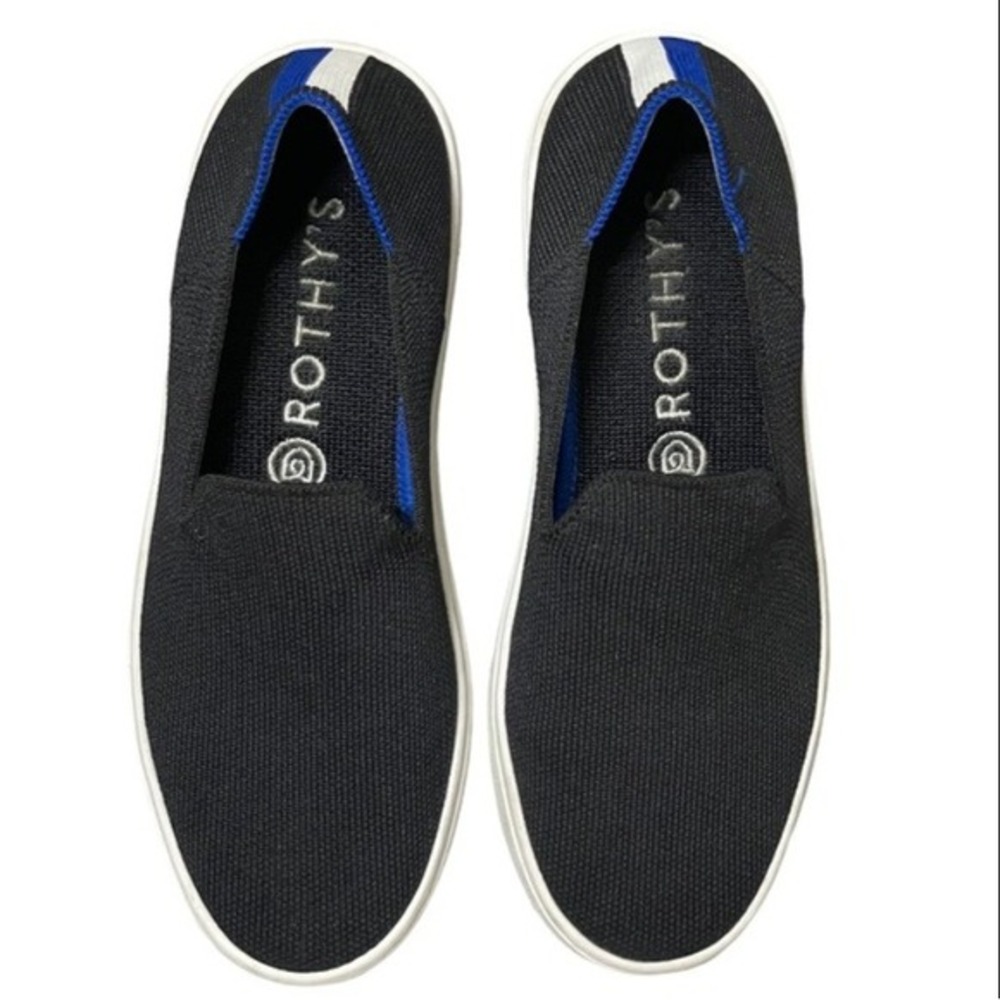 Rothy's Women's Blue Black The Original Slip On Sneakers Casual Comfy Athleisure